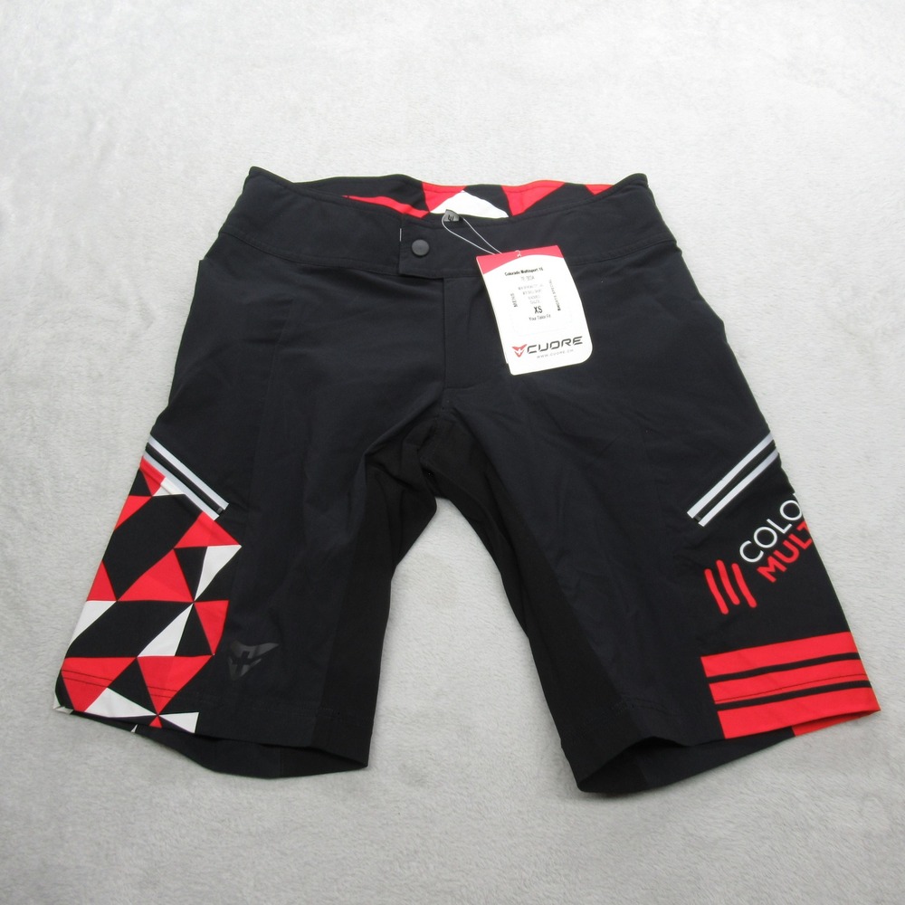 CUORE Shorts Mens XS Black Red MTB Shell Cycling Compression‎ Fitted Wicking NEW